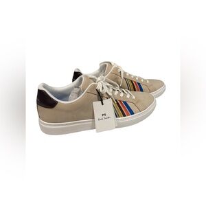 Paul Smith Tan Sneakers with Multicolor Stripes